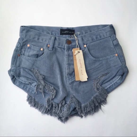 mustard seed denim shorts
